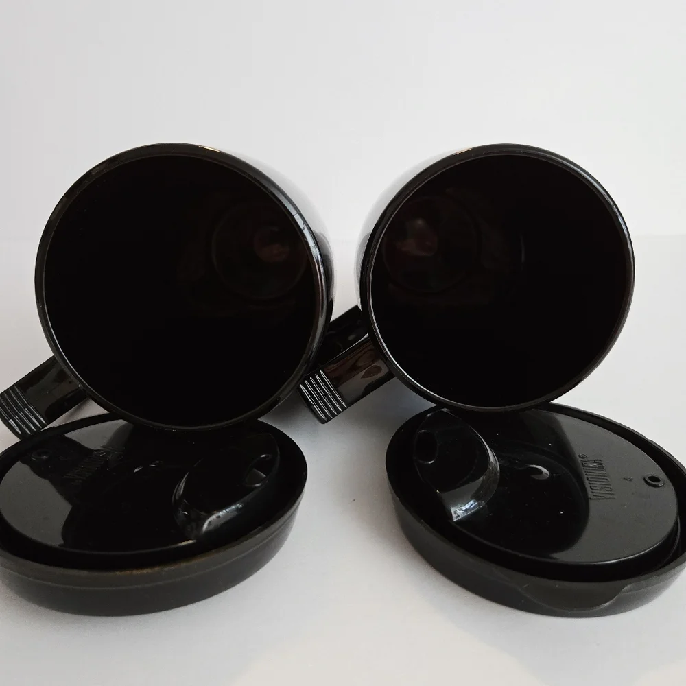 Subaru Car Travel Mugs Handles Plastic Sip Cups Lids Black Gold Collectibles